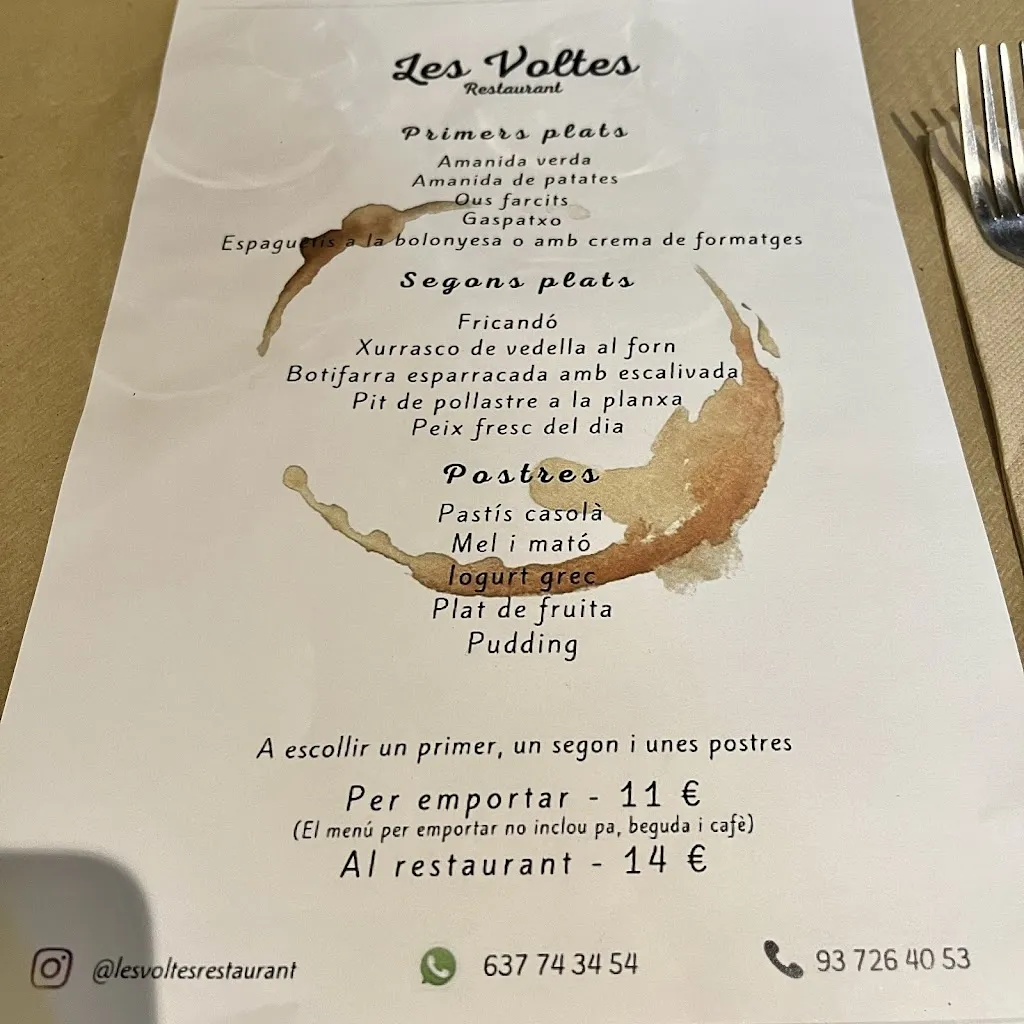 Menu_Restaurant les Voltes de la Borriana_Sabadell_image_1