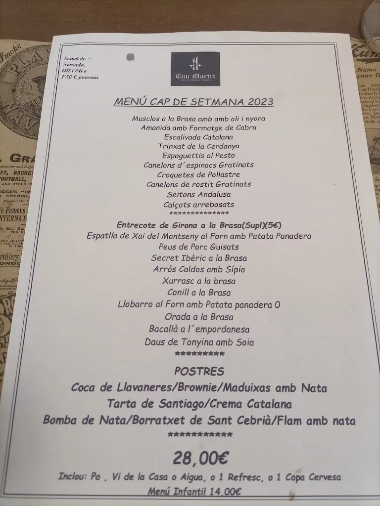 Menu_Can Martri Rostisseria Pollastre Cuit Amb Llenya_Sant Cebrià de Vallalta_image_2