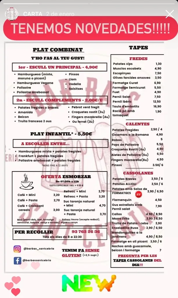 Menu_Bar Ba's_Sant Cebrià de Vallalta_immagine_2