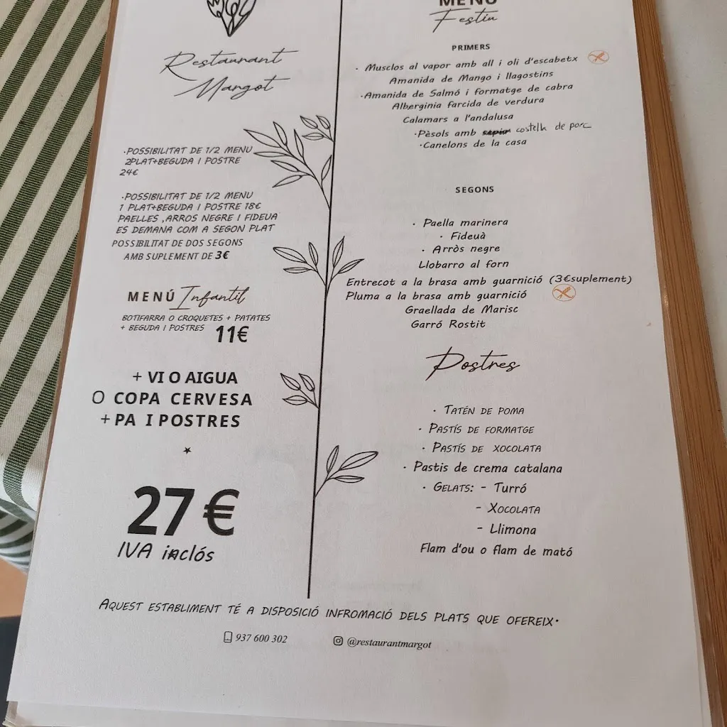 Menu_Restaurant Margot_Sant Cebrià de Vallalta_immagine_2