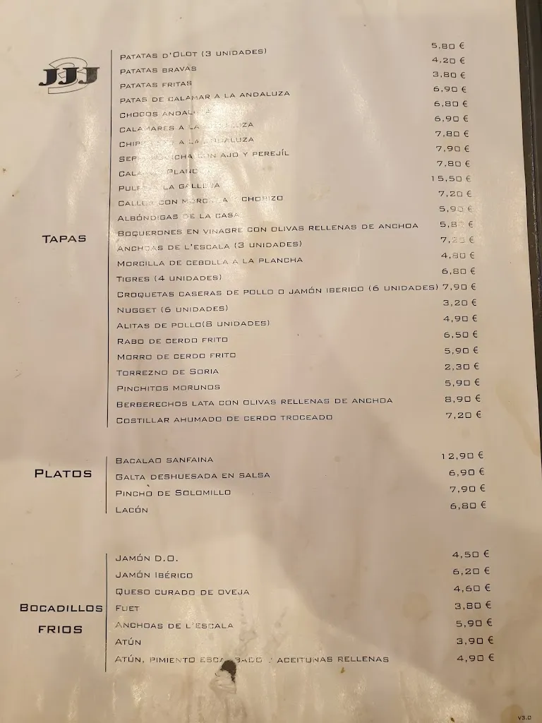 Menu_Bar 3JJJ_Sant Celoni_image_1