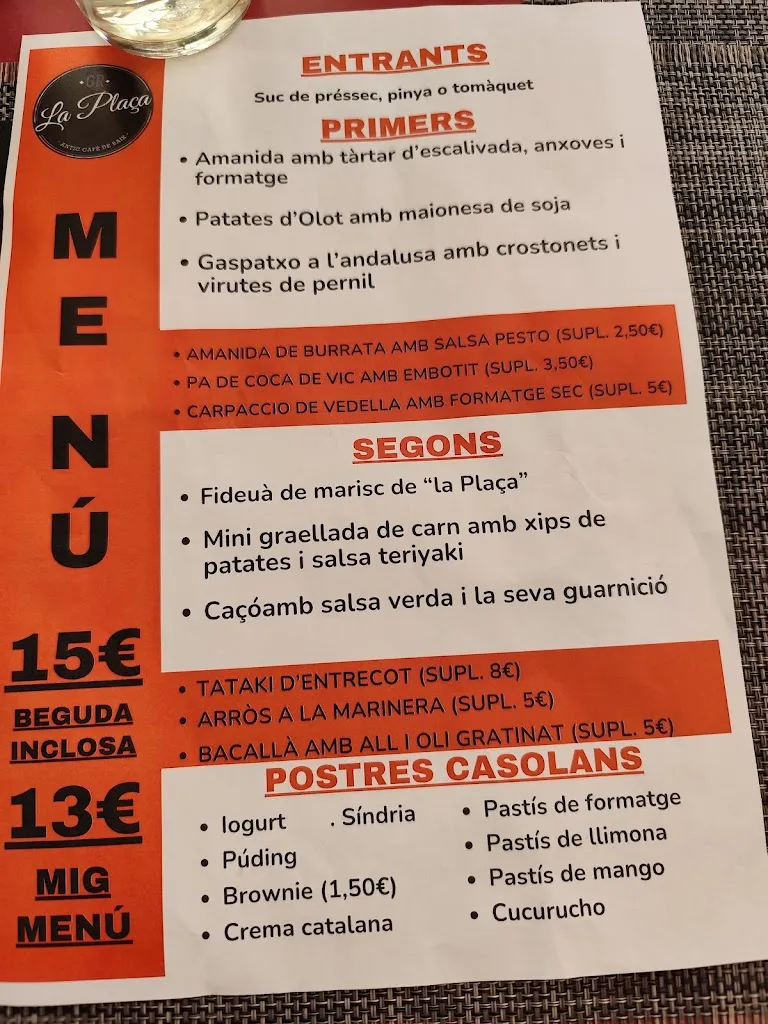 Menu_Bar Restaurant La Plaça/ gr5 /antic cafè d'abaix_Sant Feliu de Codines_image_1