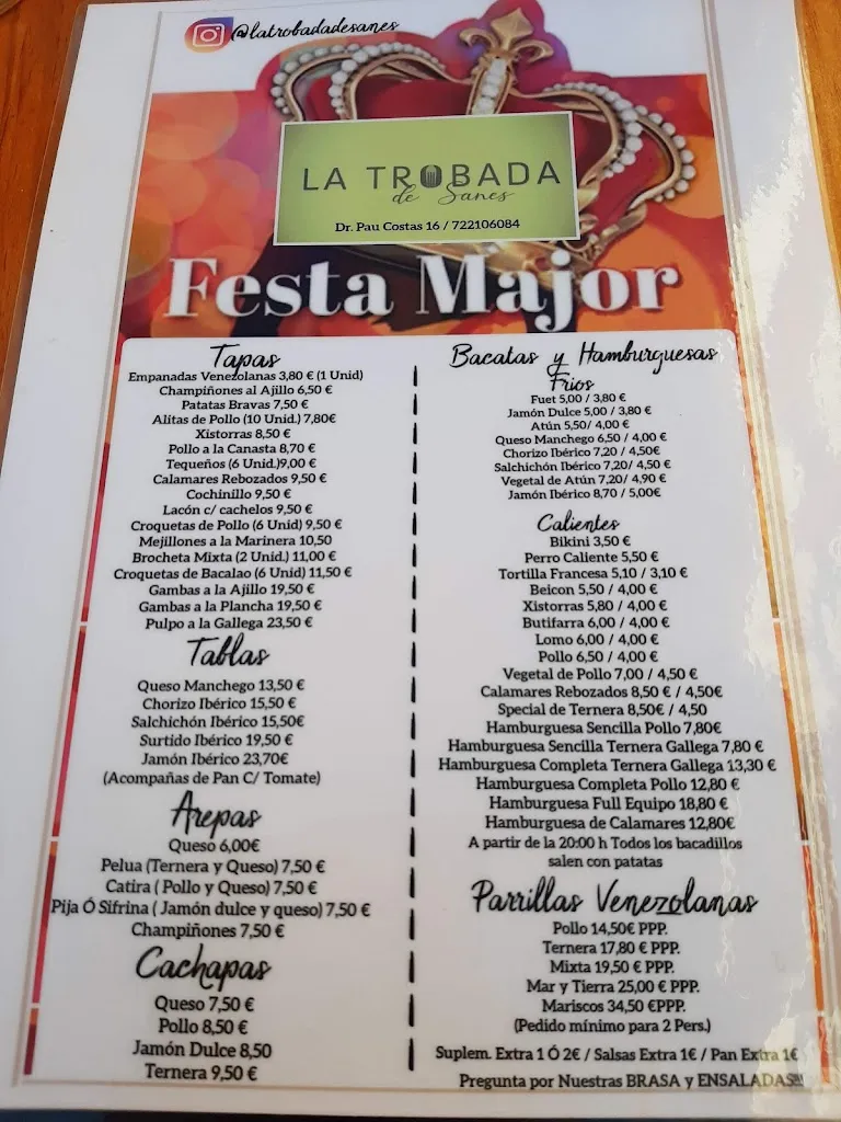 Menu_Bar Restaurant La Trobada_Sant Esteve Sesrovires_immagine_1