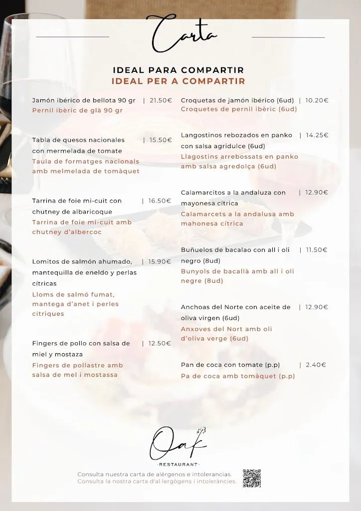 Menu_OAK Restaurant_Sant Esteve Sesrovires_immagine_2