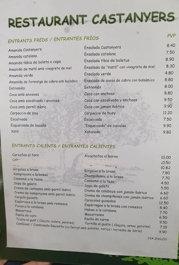 Menu_Restaurant Castanyers_Sant Fost de Campsentelles_immagine_3