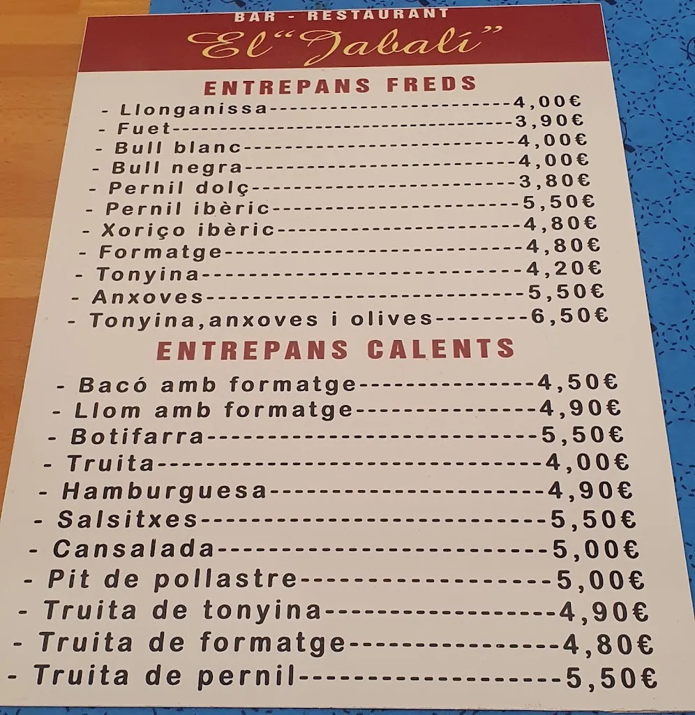 Menu_Bar Restaurant El Jabalí Scp_Sant Iscle de Vallalta_image_1