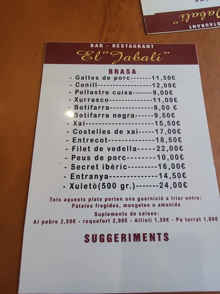 Menu_Bar Restaurant El Jabalí Scp_Sant Iscle de Vallalta_image_2