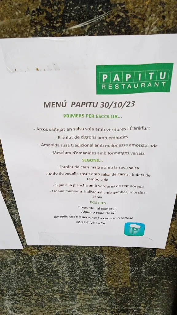 Menu_PAPITU RESTAURANT COLL FAVA SANT CUGAT_Sant Cugat del Vallès_image_2