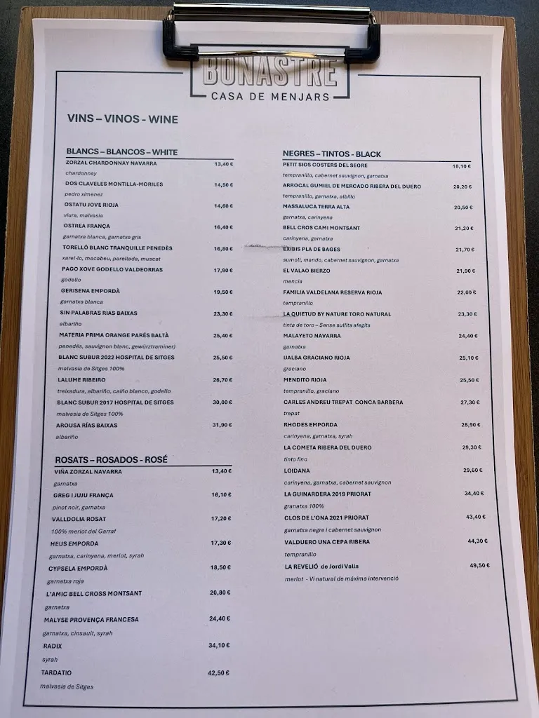 Menu_RESTAURANT BONASTRE_Sant Cugat del Vallès_image_2