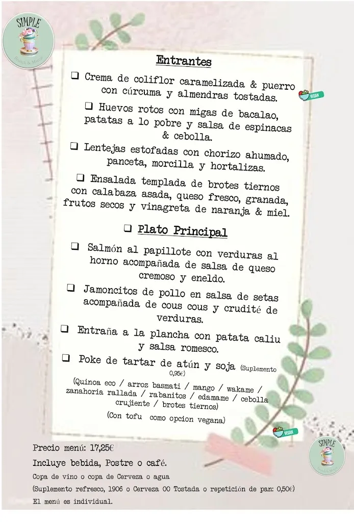 Menu_Simple Brunch | Bar Restaurante Sant Boi_Sant Boi de Llobregat_image_1