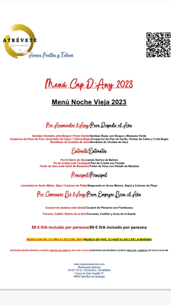 Atrévete Restaurante Arroceria ristorante a Sant Boi de Llobregat