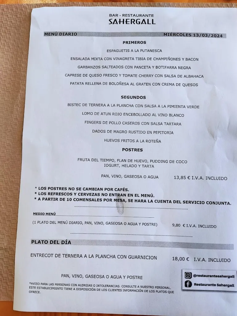 Menu_Sahergall Bar Restaurant_Sant Boi de Llobregat_immagine_1