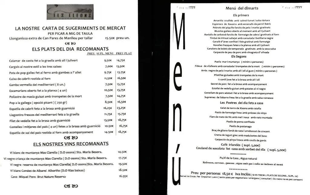 Menu_Restaurant Cal Teixidor_Sant Julià de Vilatorta_image_1