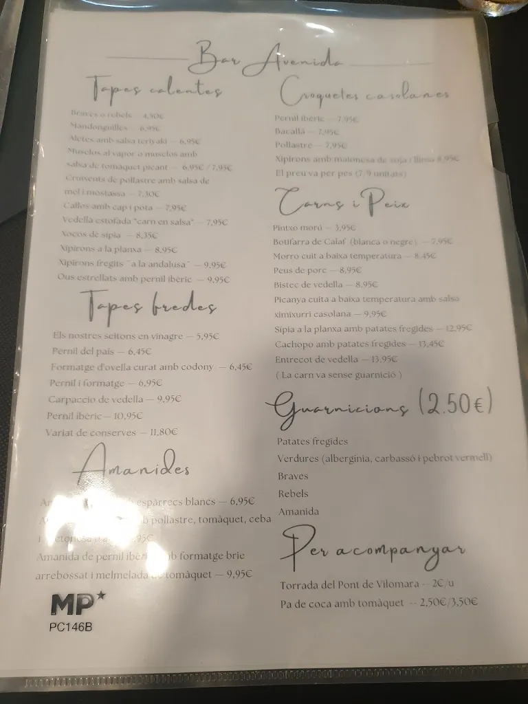 Menu_Bar restaurant Avenida_Sant Joan de Vilatorrada_immagine_3