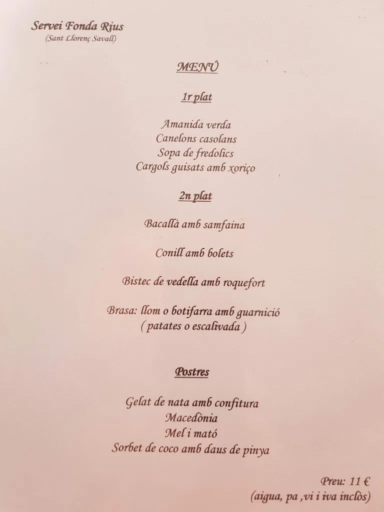 Menu_Restaurant Fonda Rius_Sant Llorenç Savall_image_4