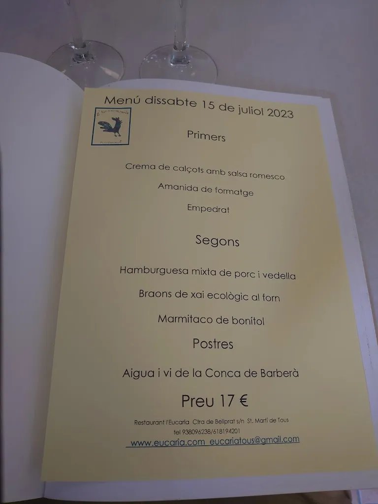 Menu_Restaurant L'Eucaria_Sant Martí de Tous_image_2