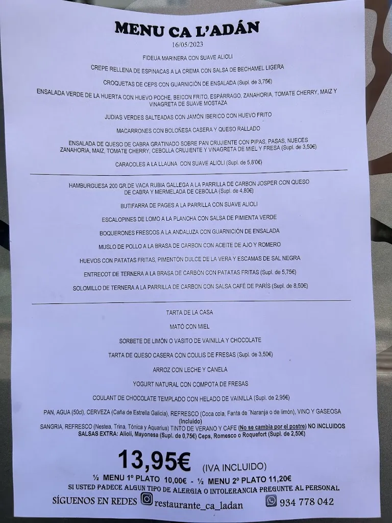 Menu_Ca l'Adán Restaurant_Sant Joan Despí_immagine_3