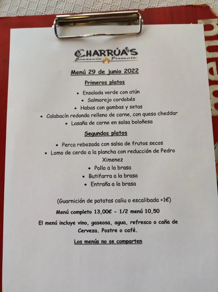 Menu_Charrúa's Braseria Pizzeria_Sant Joan Despí_image_2