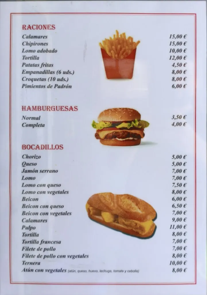 Menü_Restaurant Mambols_Porto do Son_Bild_1