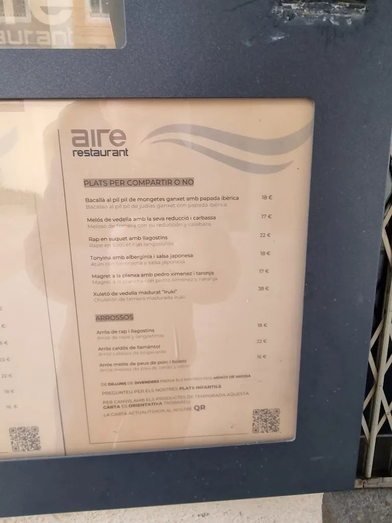 Menu_Aire Restaurant_Sant Feliu de Llobregat_image_1