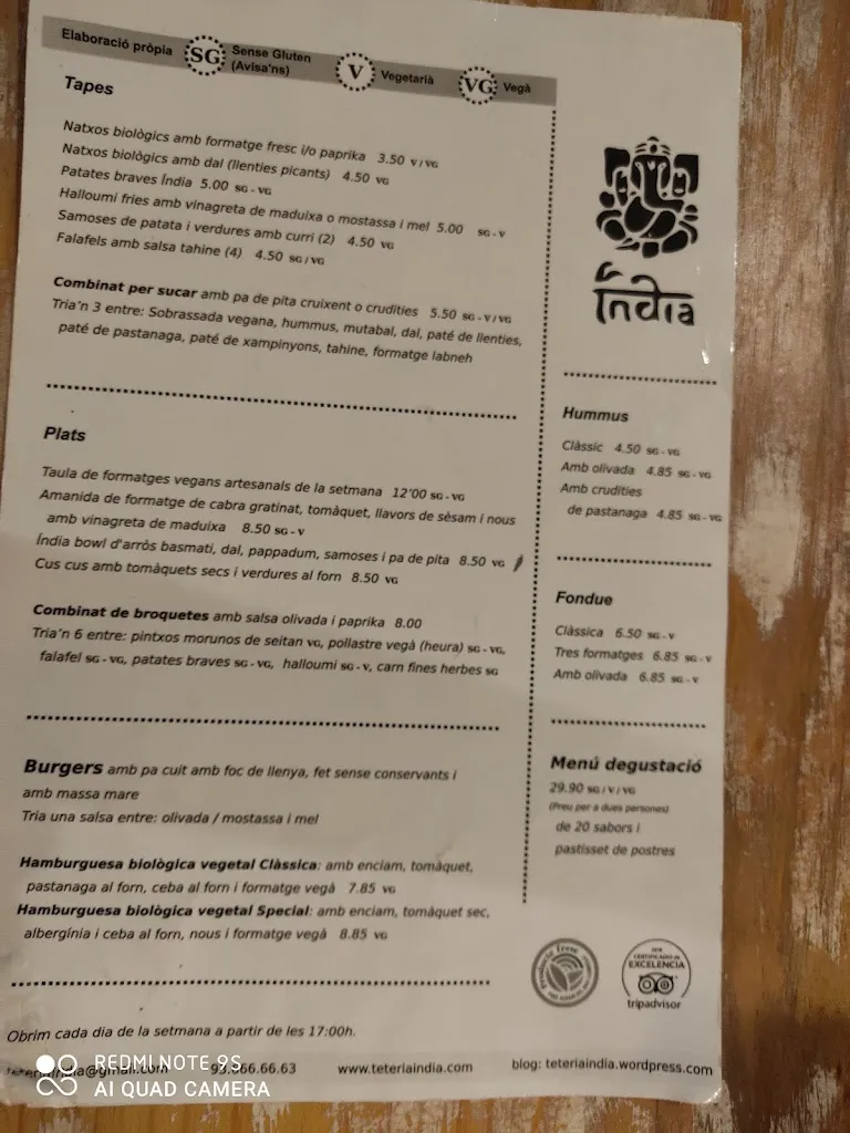 Menü_Teteria Índia_Sant Feliu de Llobregat_Bild_2