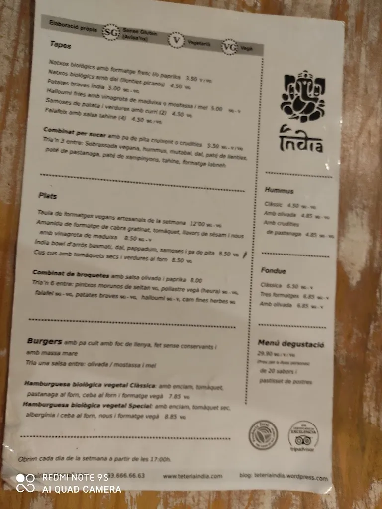 Menü_Teteria Índia_Sant Feliu de Llobregat_Bild_3