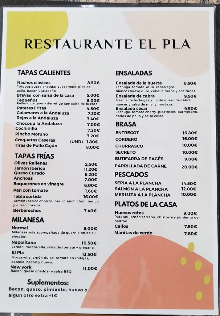 Menu_Restaurant El Pla_Sant Feliu de Llobregat_image_1