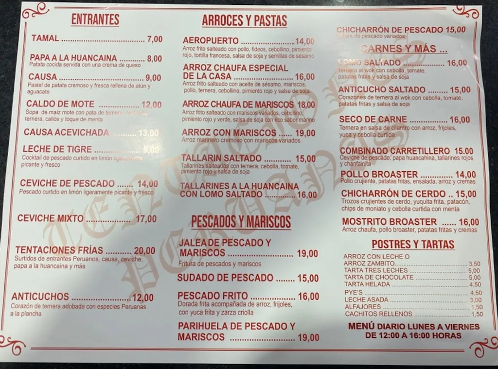 Menu_BAR RESTAURANT TENTACIONES PERUANAS_Sant Feliu de Llobregat_image_1