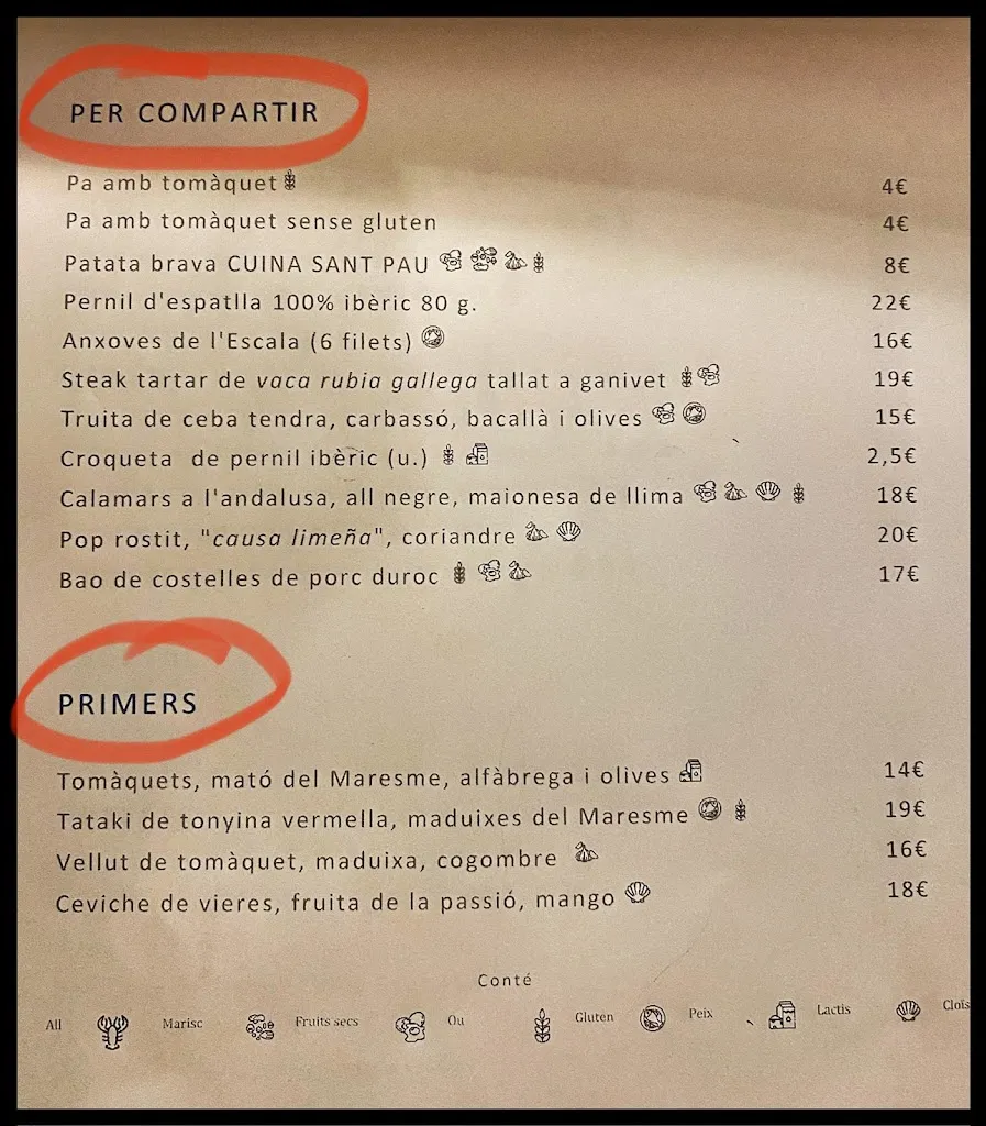 Menu_Cuina Sant Pau_Sant Pol de Mar_image_1