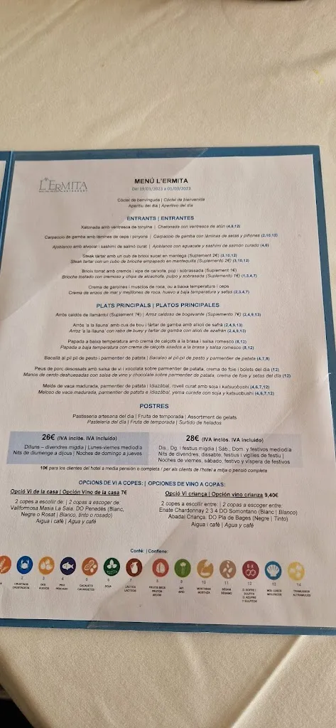 Menu_Restaurant L'Ermita - Hotel Gran Sol_Sant Pol de Mar_immagine_4