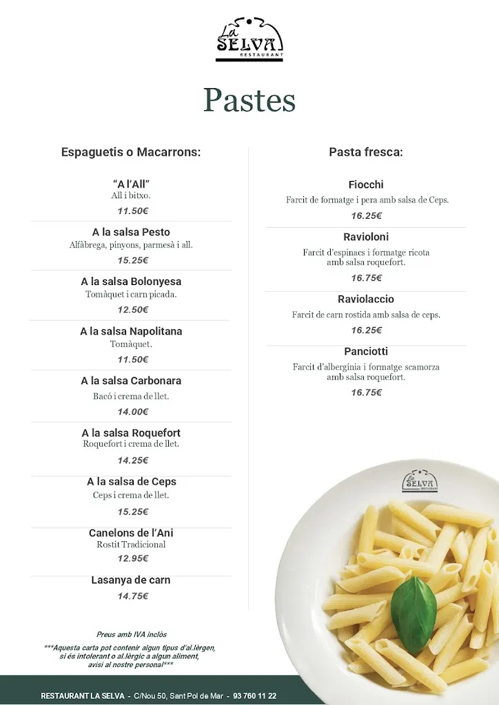 Menu_Restaurant La Selva_Sant Pol de Mar_immagine_4