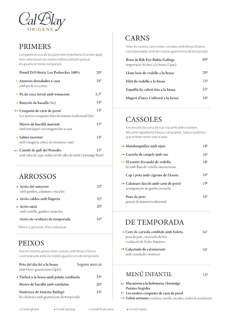 Menu_Restaurant Cal Blay ORÍGENS | Cuina Catalana a Sant Sadurní_Sant Sadurní dAnoia_image_1
