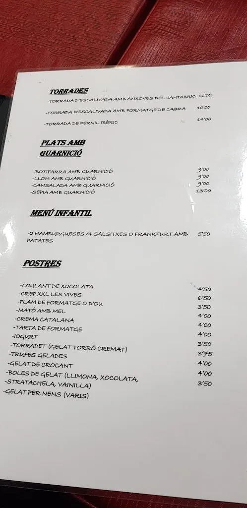 Menu_Bar Restaurant Braseria Les Vives_Sant Vicenç de Castellet_image_1