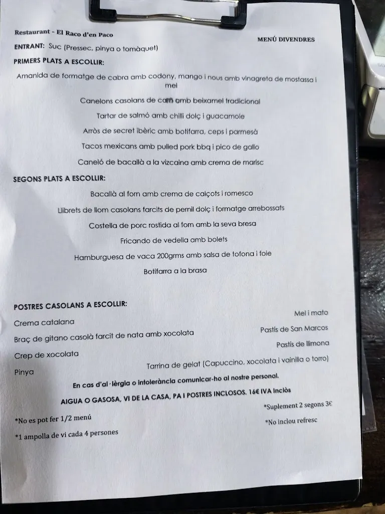 Menu_Restaurant El Racó d'en Paco_Sant Salvador de Guardiola_image_2
