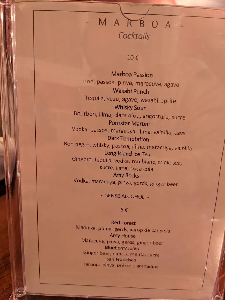 Menu_MARBOA Gastrobar & Cocktails | Restaurante Sant pere de Ribes_Sant Pere de Ribes_immagine_1