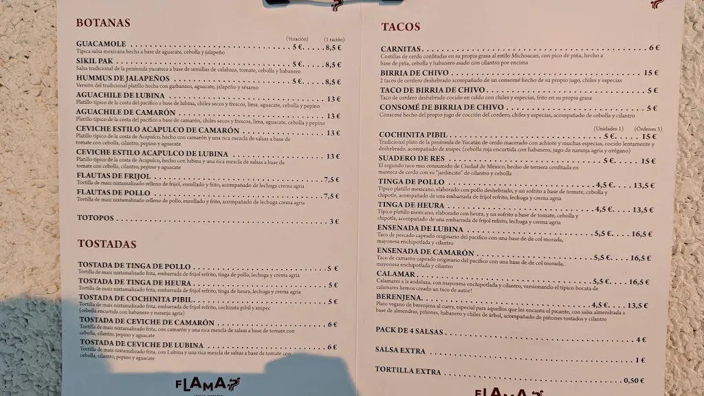 Menü_Flama ·cantina mexicana·_Sant Pere de Ribes_Bild_1