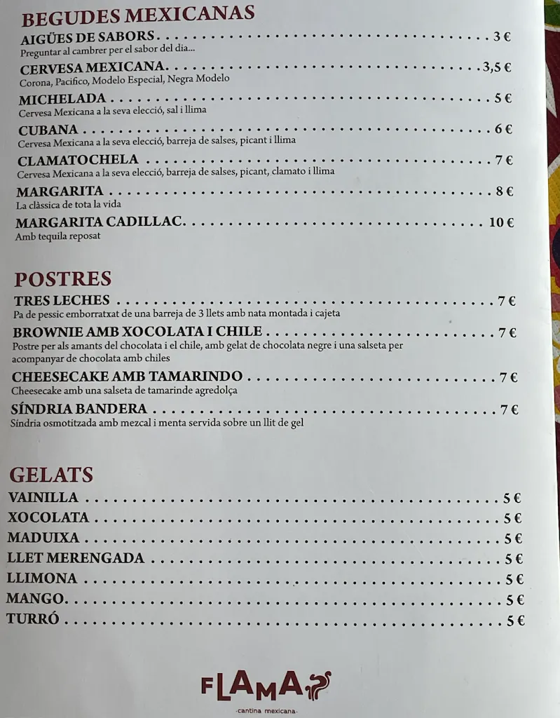 Menü_Flama ·cantina mexicana·_Sant Pere de Ribes_Bild_3