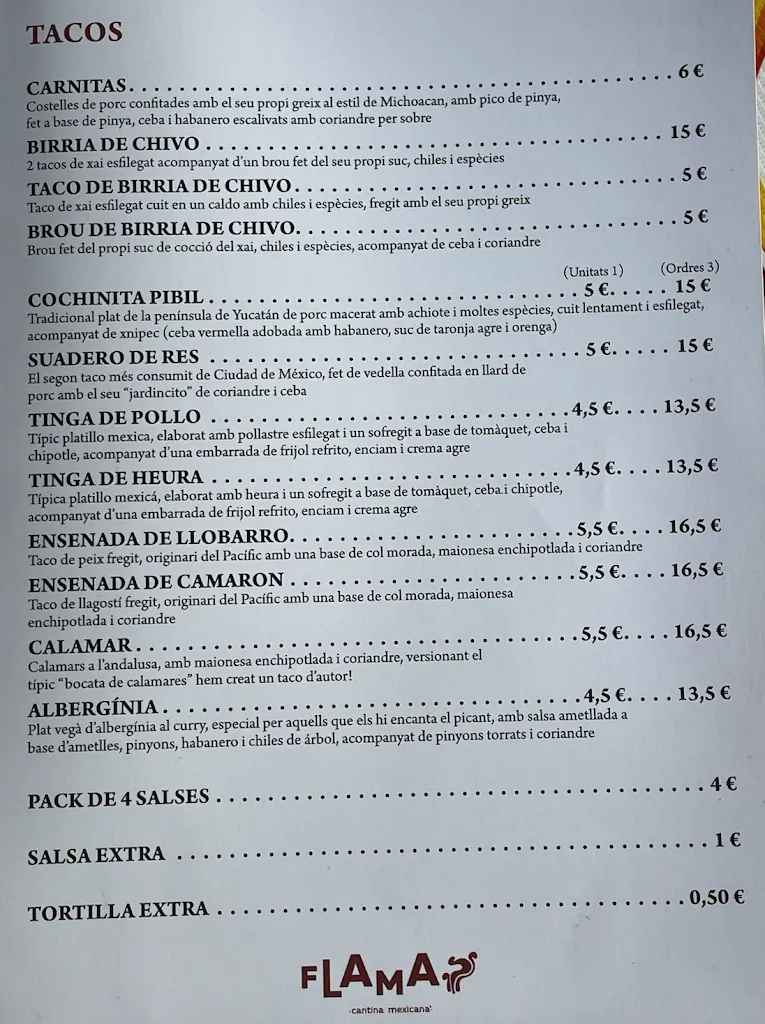 Menü_Flama ·cantina mexicana·_Sant Pere de Ribes_Bild_4