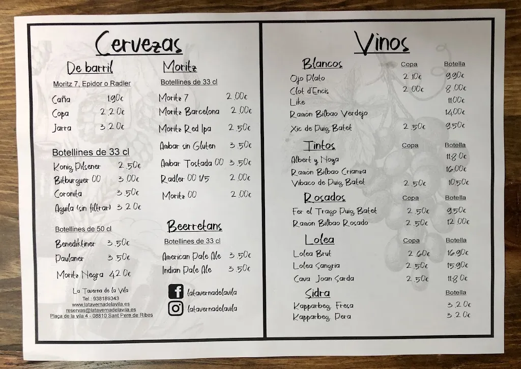 Menu_La Taberna de la Villa_Sant Pere de Ribes_image_1