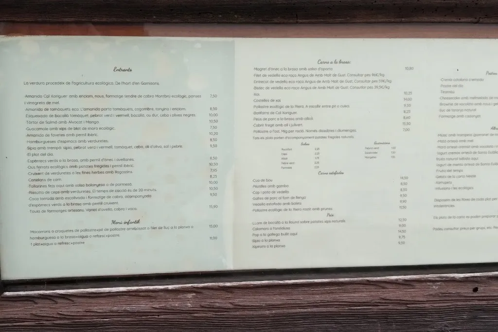 Menu_RESTAURANT CAL XORIGUER_Santa Eulàlia de Riuprimer_image_3