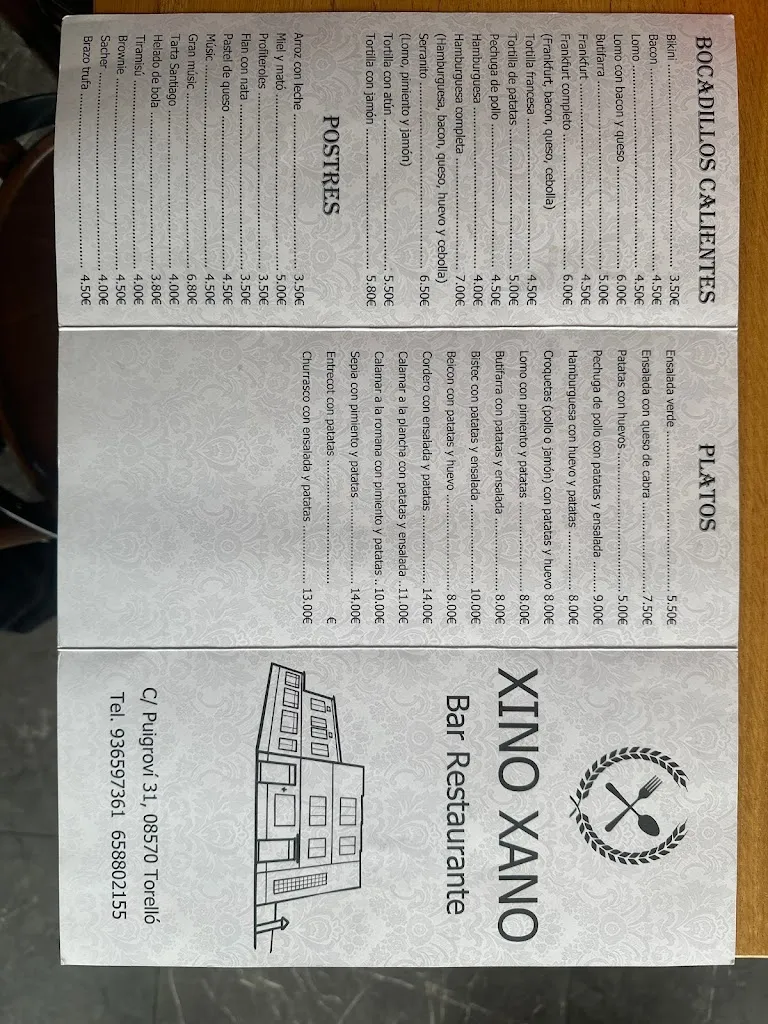 Menu_Bar Restaurant Xino-Xano_Sant Vicenç de Torelló_image_1