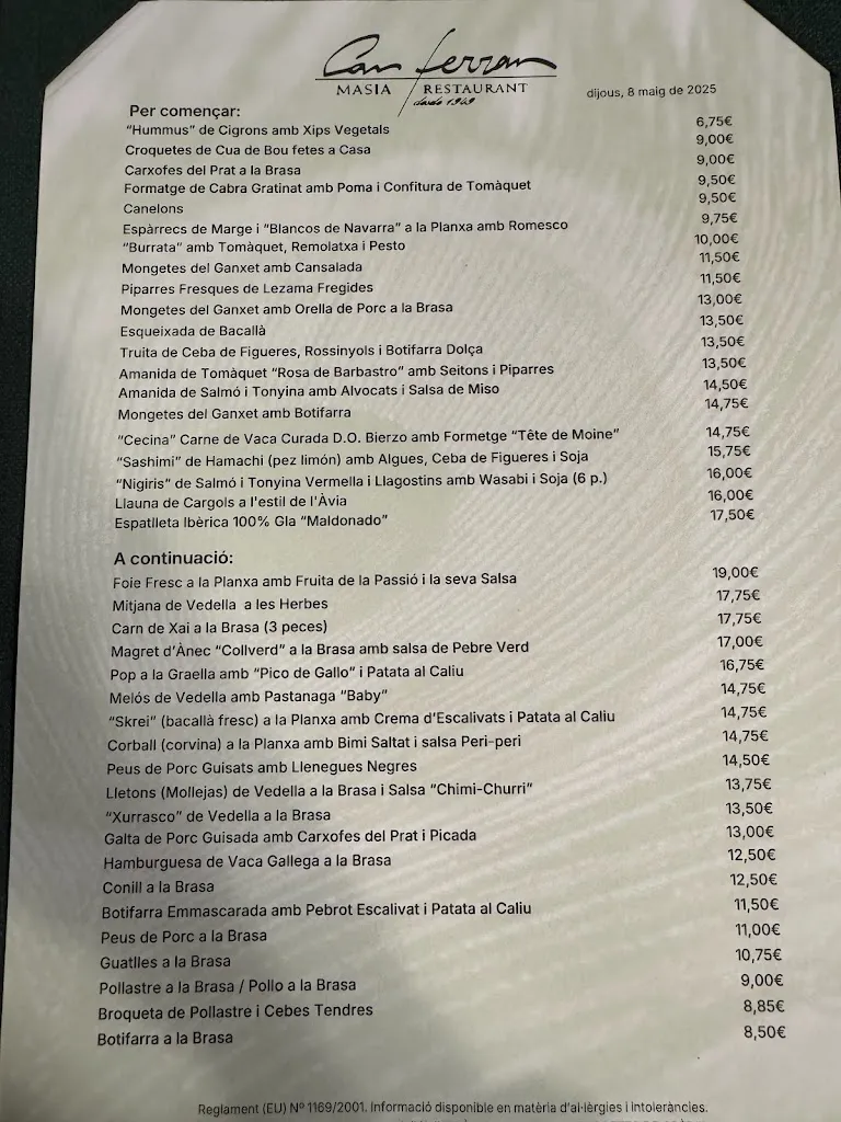 Menu_Masia Can Ferran_Sant Quirze del Vallès_image_1