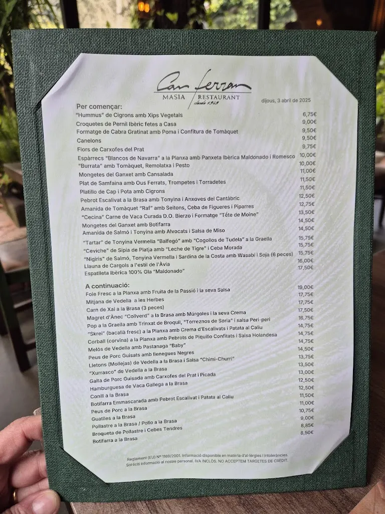 Menu_Masia Can Ferran_Sant Quirze del Vallès_image_4