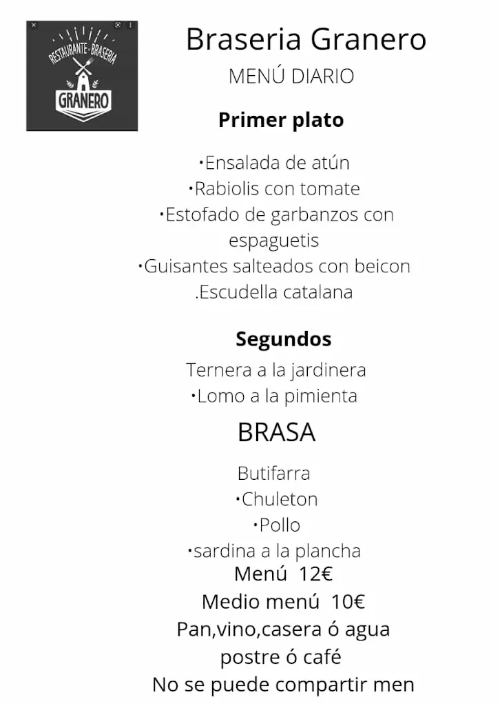 Menu_Restaurant Braseria Granero_Santa Margarida i els Monjos_image_2