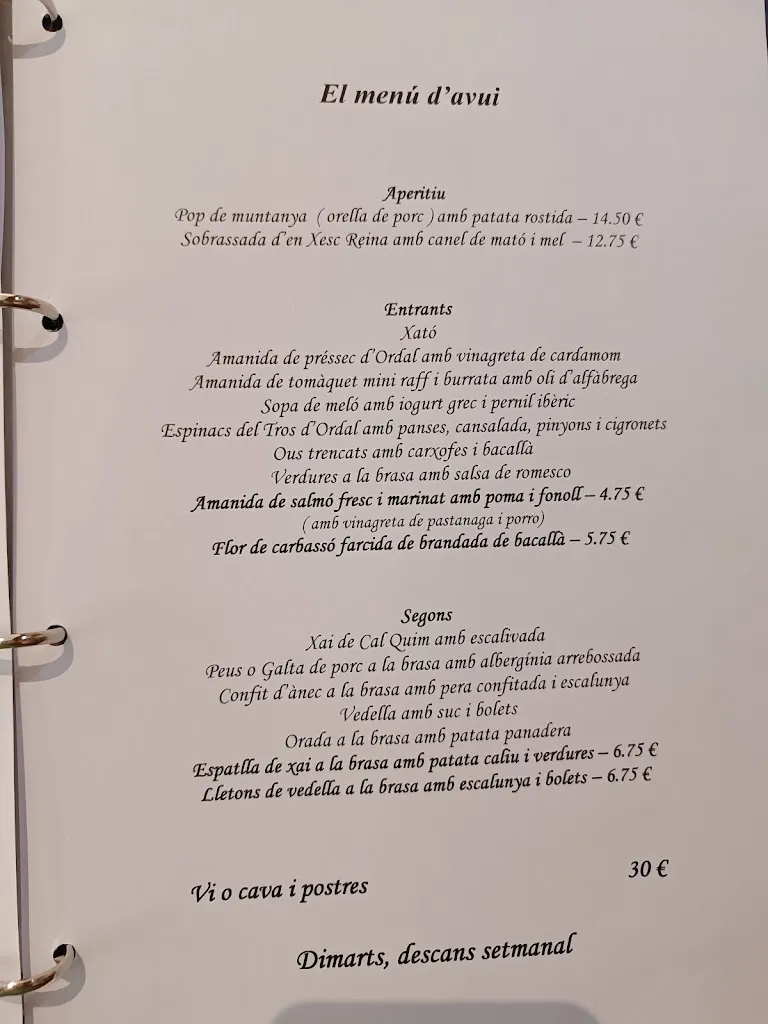 Menu_Restaurant Cal Xim_Subirats_image_1