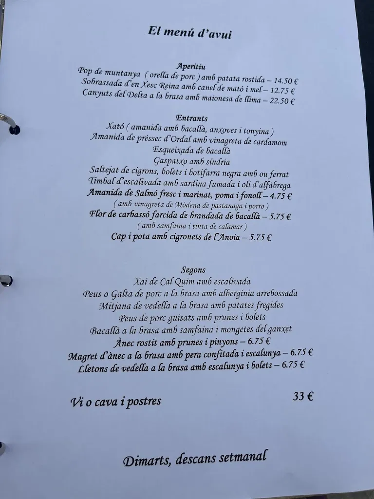 Menu_Restaurant Cal Xim_Subirats_image_2