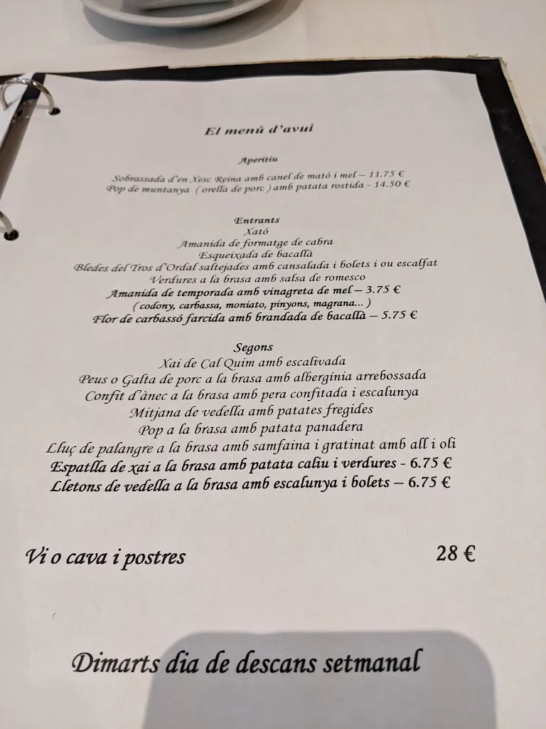Menu_Restaurant Cal Xim_Subirats_image_4