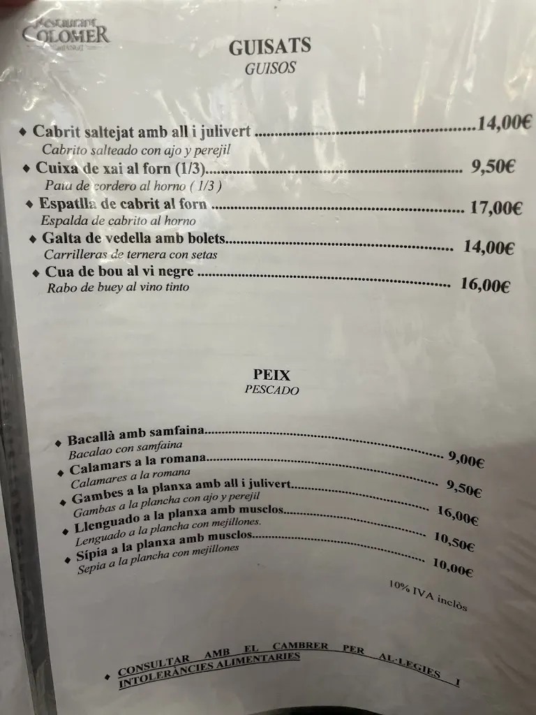 Menu_Restaurant Colomer 'Can Janot'_Tavèrnoles_immagine_3