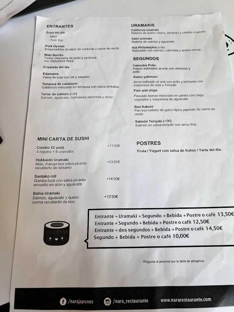 Menu_Nara restaurant japonès_Santa Coloma de Gramenet_image_3