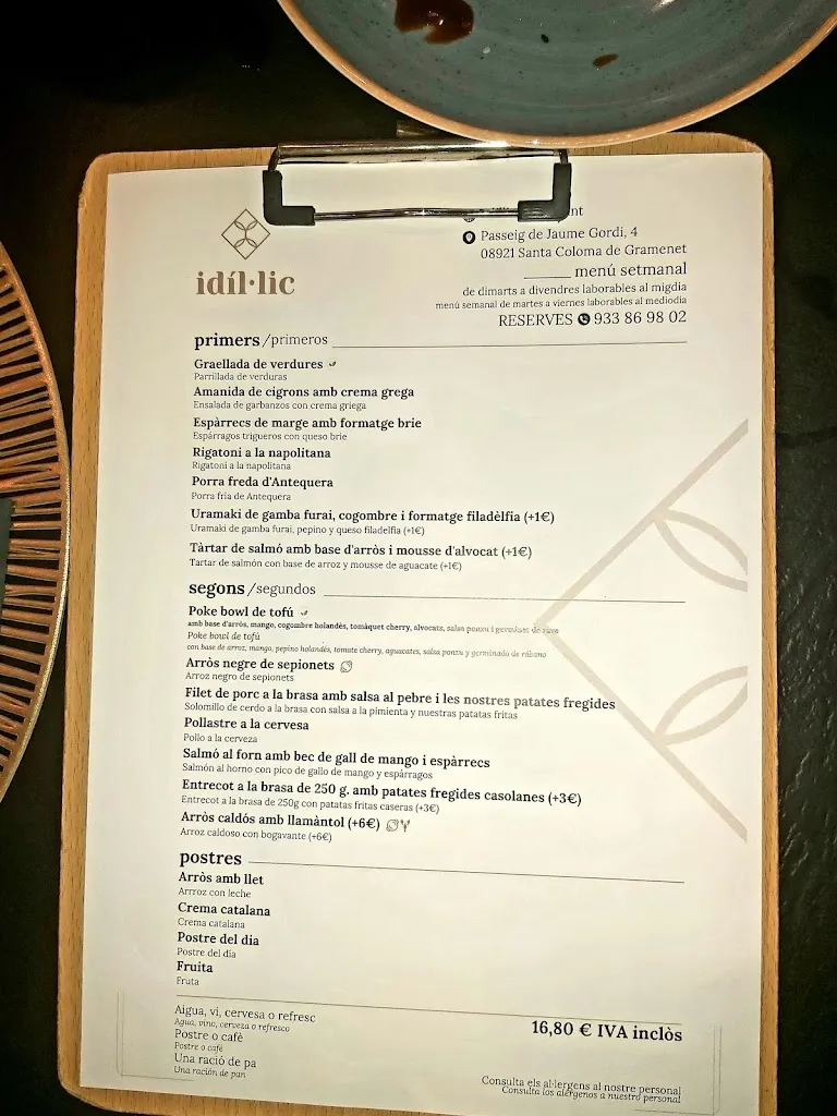 Menu_idíl·lic Restaurant_Santa Coloma de Gramenet_image_4